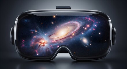 Virtual reality headset displaying stunning galaxy scene