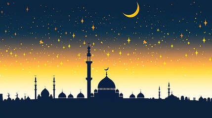 Professional Islamic Festive Greeting Artwork for Ramadan with Minimalist Style