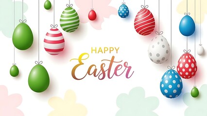 Colorful Easter Eggs Greeting Card with Happy Easter Message