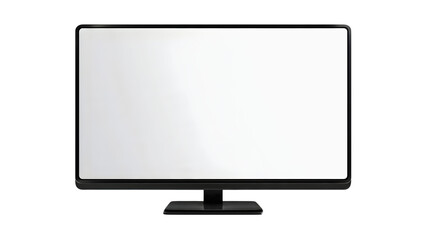 A sleek, modern smart tv with an ultra-thin black bezel and blank white screen on a grey stand, against a transparent background with copy space. Concept of digital potential 