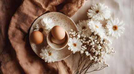 Rustic Eggs and White Flowers