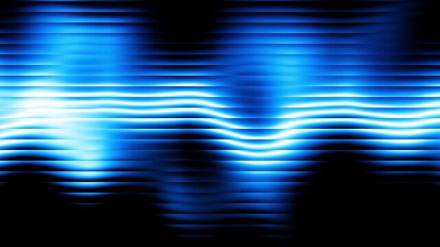 Abstract ribbed glass liquid background in blue soft gradient tones with horizontal line noise texture and glossy light reflection on