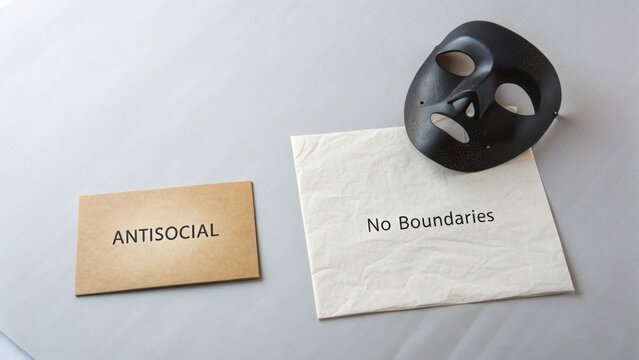 Black Mask and Text Representing Antisocial Personality Disorder