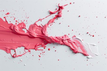 Bright colors spread across a white background, showing red and fuchsia paint running and splattering in various directions. This is part of an art activity in a studio