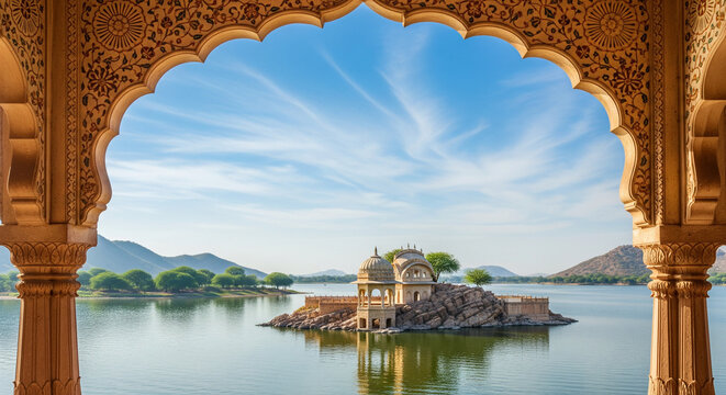 Indian landmark Gadi Sagar in Rajasthan