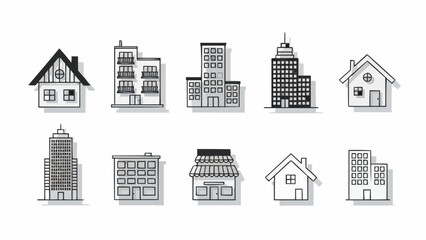 Fototapeta premium Architectural Sketches - A Collection of Hand-Drawn Building Designs.