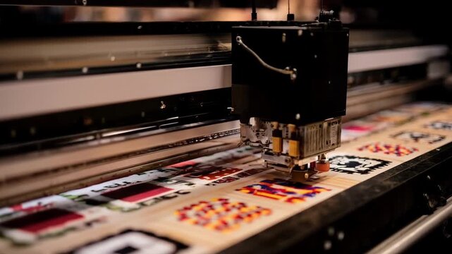 Medium shot of UV printer in action producing detailed prototypes highlighting fast curing inks that enhance design accuracy and material versatility