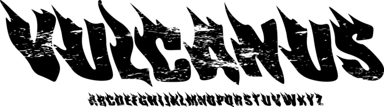 Vulcanus Burning Grunge Typeface &ndash; Extreme Flame Display Font for Metal Music Logos, Horror Posters, Album Covers, and Aggressive Graphic Design