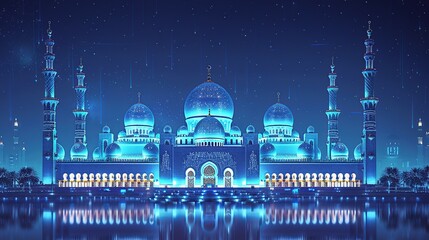 Contemporary Islamic Architecture Illustration with Elegant Minimalist Aesthetic