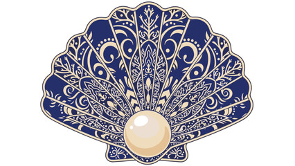 Elegant Seashell with Pearl Illustration A Symbol of Ocean Beauty.