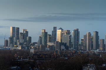 Modern city skyline at dusk captured beautifully