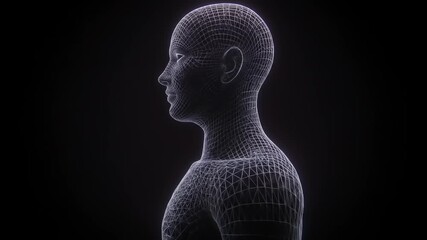 3D Rendered Human Bust Rotation Animation. - Powered by Adobe