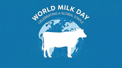 World milk day celebrating a global staple with a cow and globe graphic