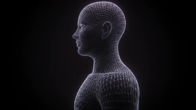 3D Rendered Human Bust Rotation Animation.