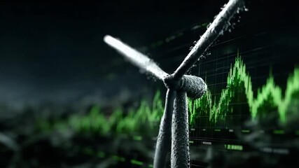 Wind Turbine Analyzing Energy Data in Dark Setting - Powered by Adobe