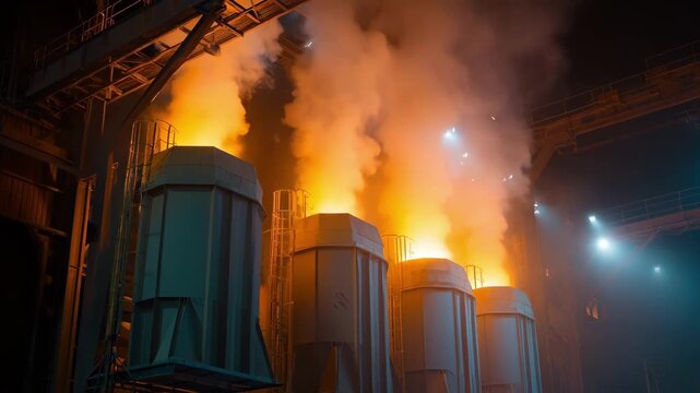 Closeup medium shot of highefficiency filters capturing airborne particles from metallurgical smelting emphasizing environmental compliance and air quality safety.