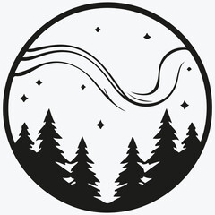 northern lights aurora logo sketch illustration vector