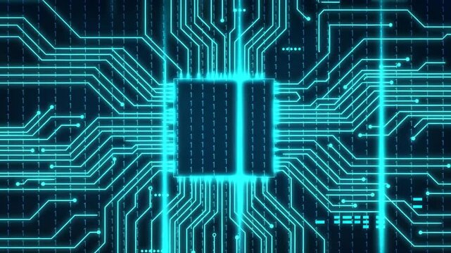 Falling Binary Code Matrix and Circuit Background with Digital Data Flow for Cyber Technology and Futuristic Information Concept. Video