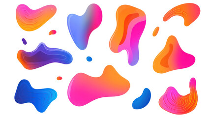 Blob shape organic vector illustration set collection on transparent background