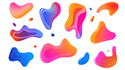 Blob shape organic vector illustration set collection on transparent background