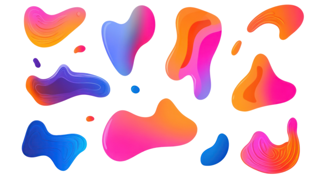 Blob shape organic vector illustration set collection on transparent background - Powered by Adobe