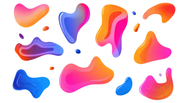 Blob shape organic vector illustration set collection on transparent background - Powered by Adobe