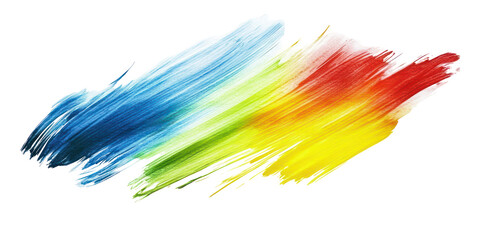 Blue green red yellow flowing hand-painted strokes with soft gradients on transparent background