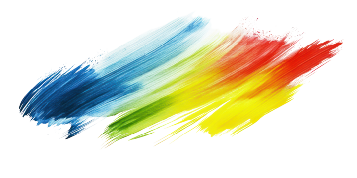 Blue green red yellow flowing hand-painted strokes with soft gradients on transparent background - Powered by Adobe