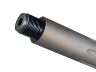 Threads on the muzzle end of a gun barrel