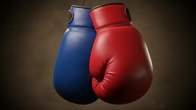Boxing Gloves Hanging in Studio Setting.