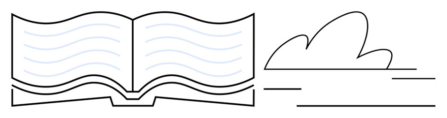 Education, imagination, growth, knowledge, creativity, learning. An open book with a cloud. Education and imagination are through this concept combining books and clouds © robu_s