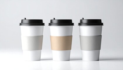 Three paper cups with lids