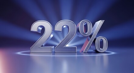 Silver 22 Percent Symbol on Blue Background.
