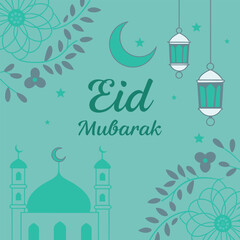 eid mubarak greeting card vector