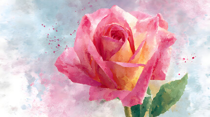 Pink Rose Watercolor