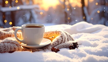 Winter coffee break scene