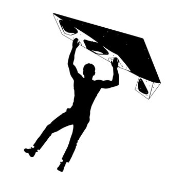 Silhouette of a Climber on an Indoor Climbing Wall.
