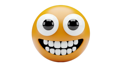 Exaggerated Smiley Face Emoji with Wide Grin