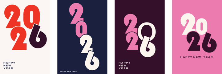 A colorful Happy New Year 2026 poster with modern typography and vibrant hues   © mohammad