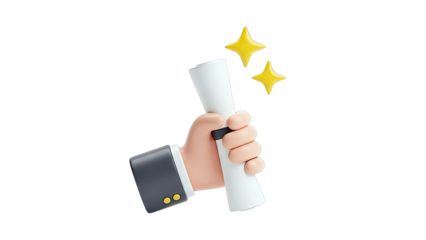 Hand Holding Diploma with Stars - Achievement Concept
