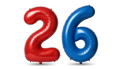 Red and blue number balloons 26