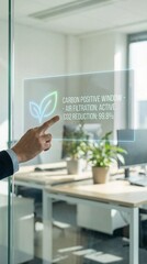 carbon dioxide sustainability monitoring concept. Sustainable office feature highlighting carbon reduction.