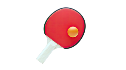 Ping Pong Paddle and Ball Isolated on White