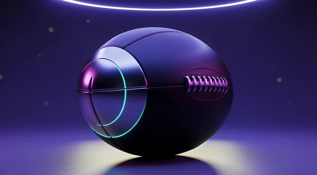 Futuristic American Football Chrome Black: Neon Cyan Orange Rim Light Premium