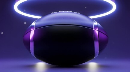 Cyberpunk American Football Design: Glossy Chrome Oval Blue Orange Edge Glow