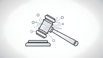 Gavel Falling on Sound Block Illustration.