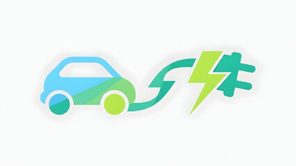 Electric Car Charging with Lightning Bolt.