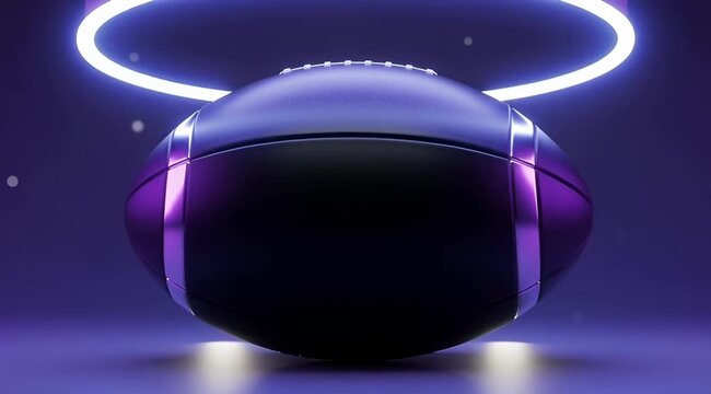 Cyberpunk American Football Design: Glossy Chrome Oval Blue Orange Edge Glow