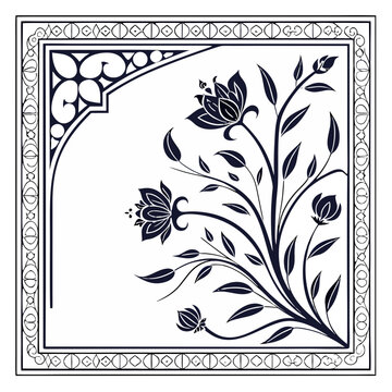 Eslimi Tazhib Iranian Art Design Text Box Text Input Area Floral Vector Old Vintage Art VECTOR.