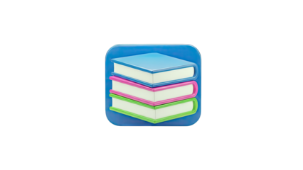 Stack of Books Icon on Blue Background